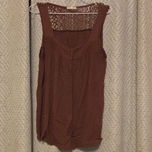Maurices Rust Sleeveless Blouse with Lace